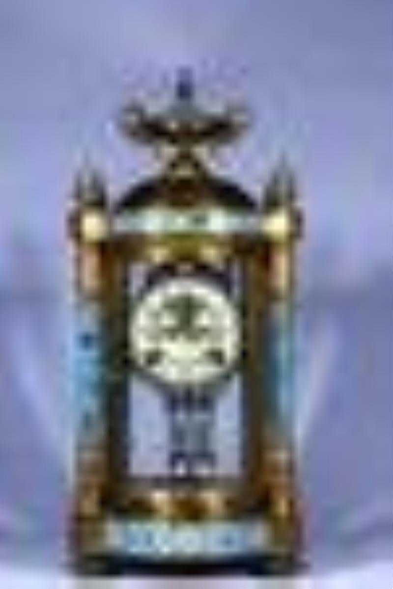 Cloisonne Gilt Bronze Floral Mechanical Clock