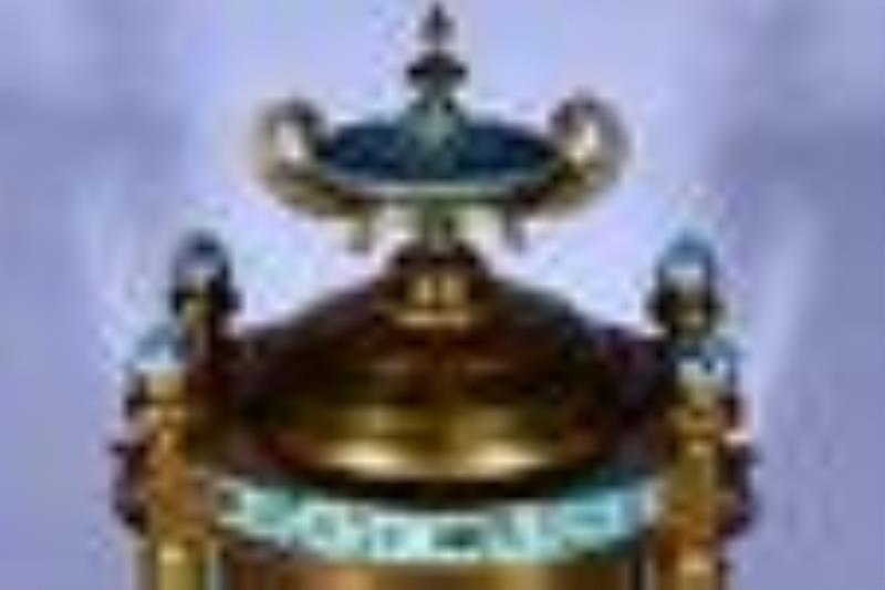 Cloisonne Gilt Bronze Floral Mechanical Clock