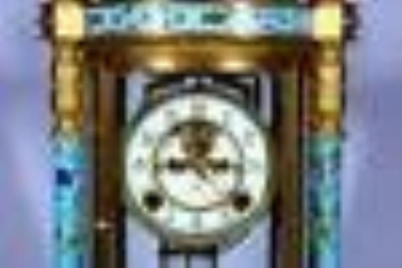 Cloisonne Gilt Bronze Floral Mechanical Clock