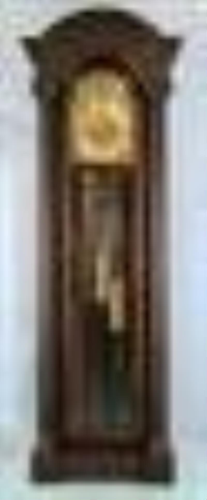 Mahogany grandfather clock with reeded column front