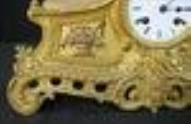 Brass Victorian mantle clock with figure of lady