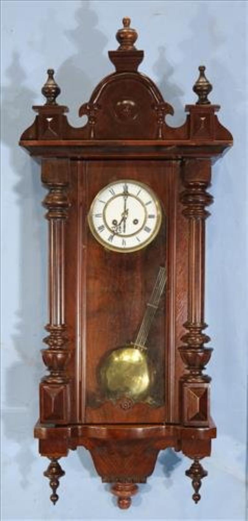 Late mahogany 19th century Vienna style wall clock