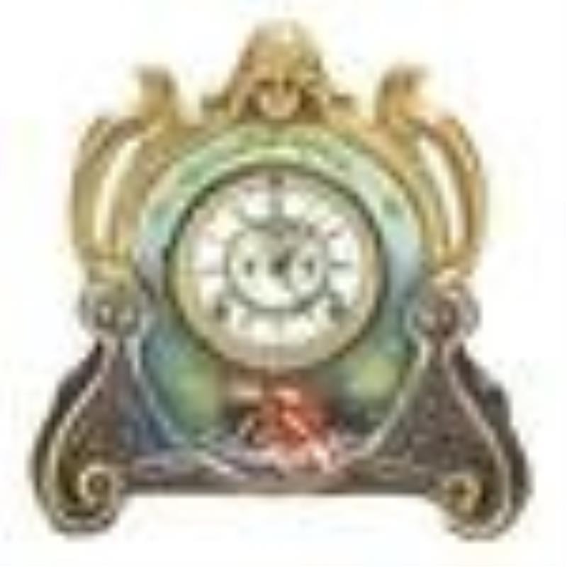 Royal Bonn Ansonia Painted Ceramic Mantel Clock.