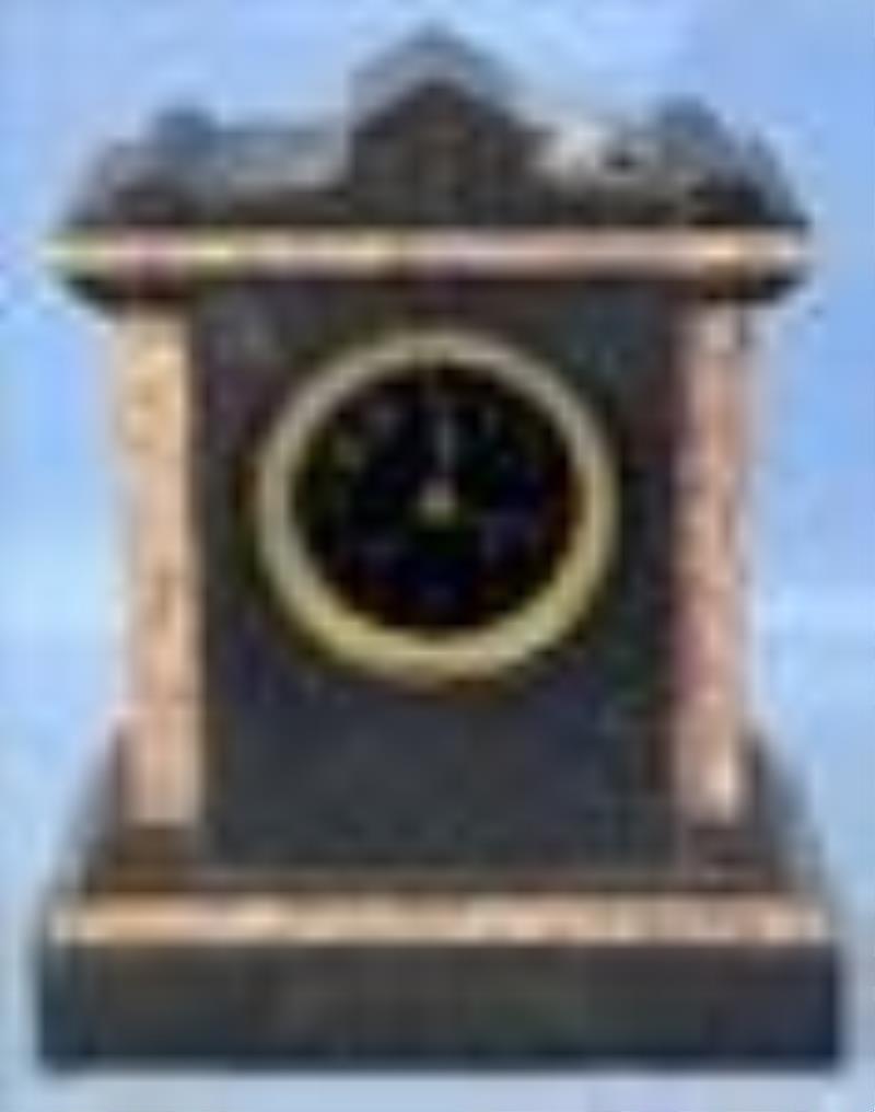 Marble English mantle clock with key, no pendulum