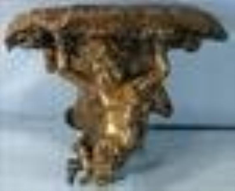 Solid bronze figural clock shelf, 12 in. T, 15 in. W, 7