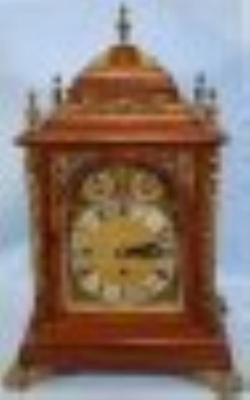 Triple Fusee, mahogany musical bracket clock, ca. 1880