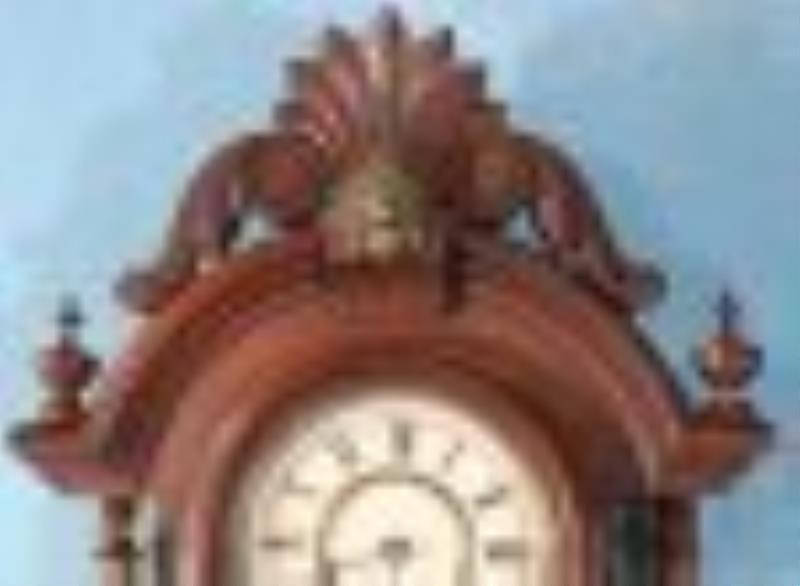 Walnut Victorian mantle clock with pendulum and key