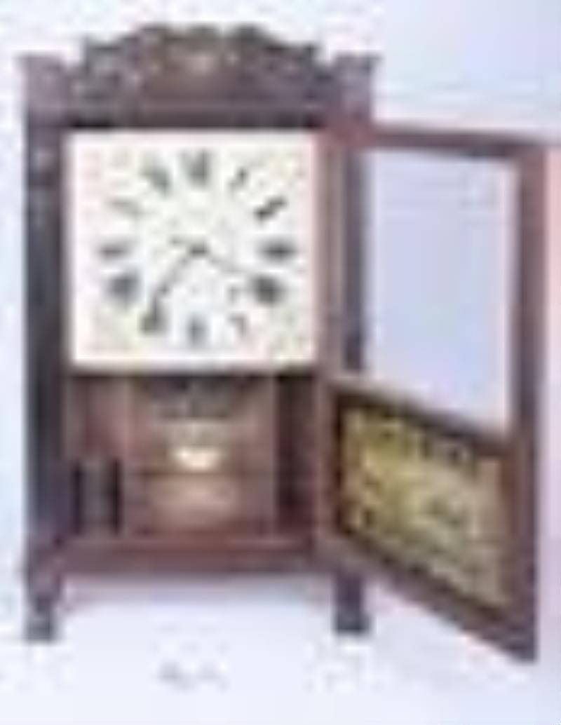 Riley Whiting stencil column & splat shelf clock Price Guide