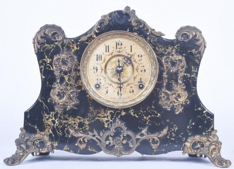 Kroeber ”Richelieu” Enameled Iron Mantle Clock