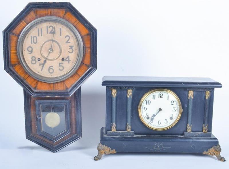 Gilbert Black Painted Wood mantle clock