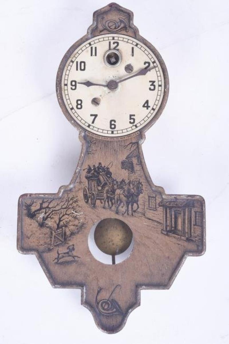 Novelty Lux horse & stagecoach wall clock