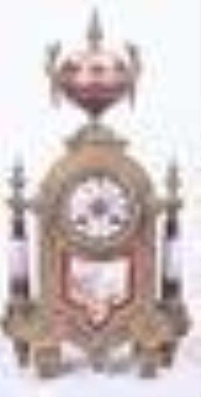 3-Piece patinated white metal French clock set