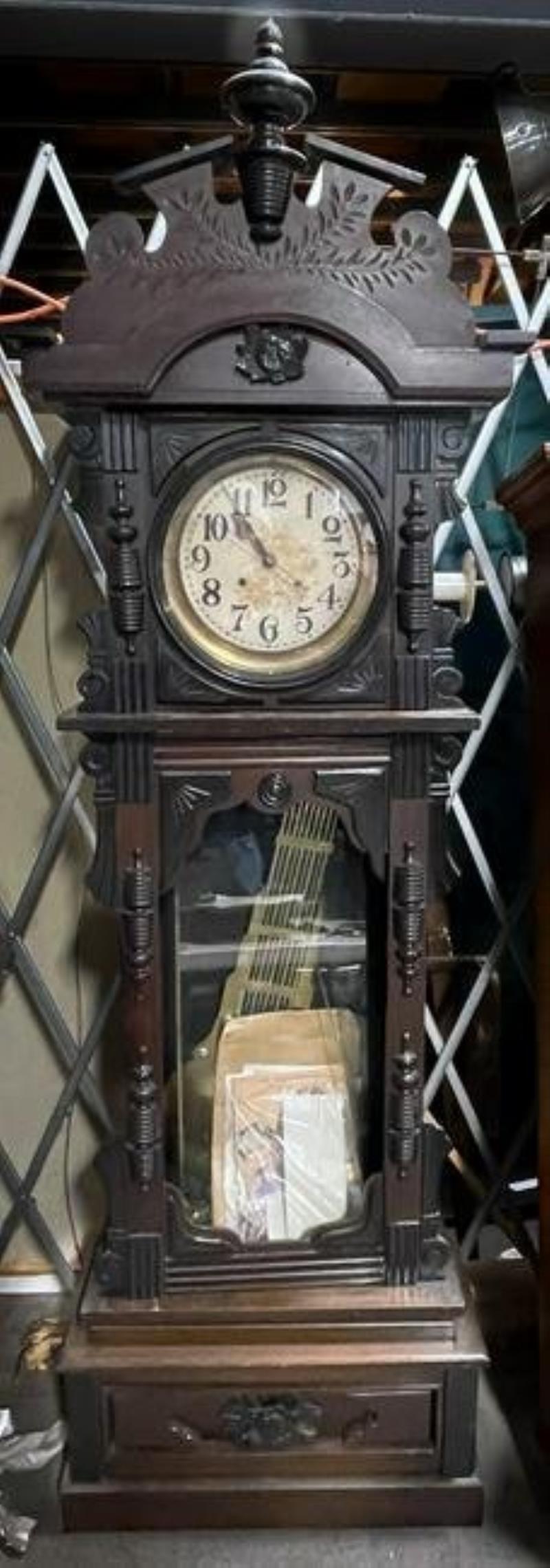 3-Part mahogany German hall clock