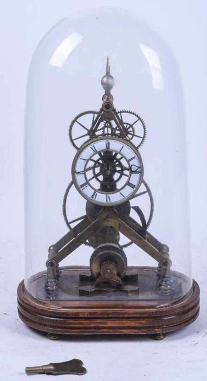 Great Wheel Skeleton Clock w/ Dome