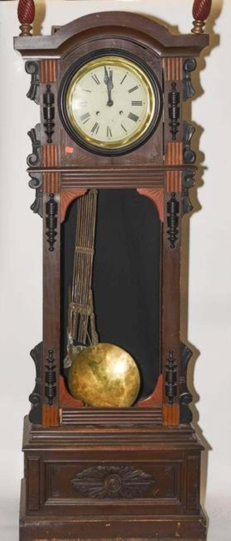 Carved Victorian Continental 3-part tall case clock