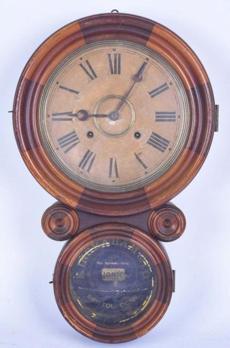 Ingraham walnut ionic figure 8 wall clock