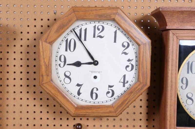 New Haven Oak Octagon Time Only Wall Clock