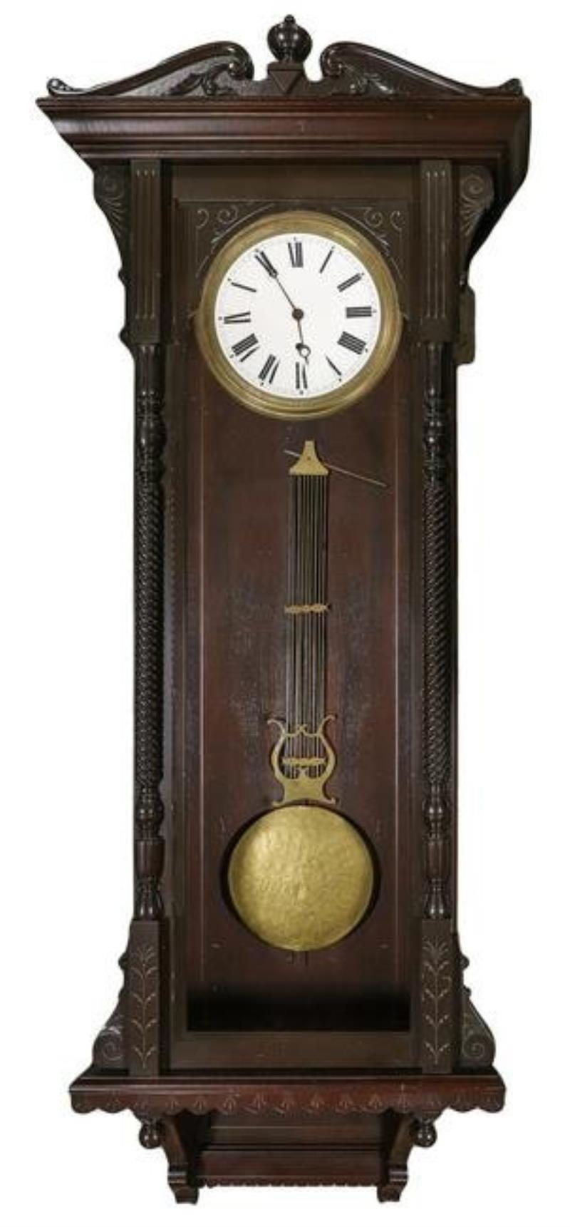 Walnut Victorian pinwheel jewelers regulator clock