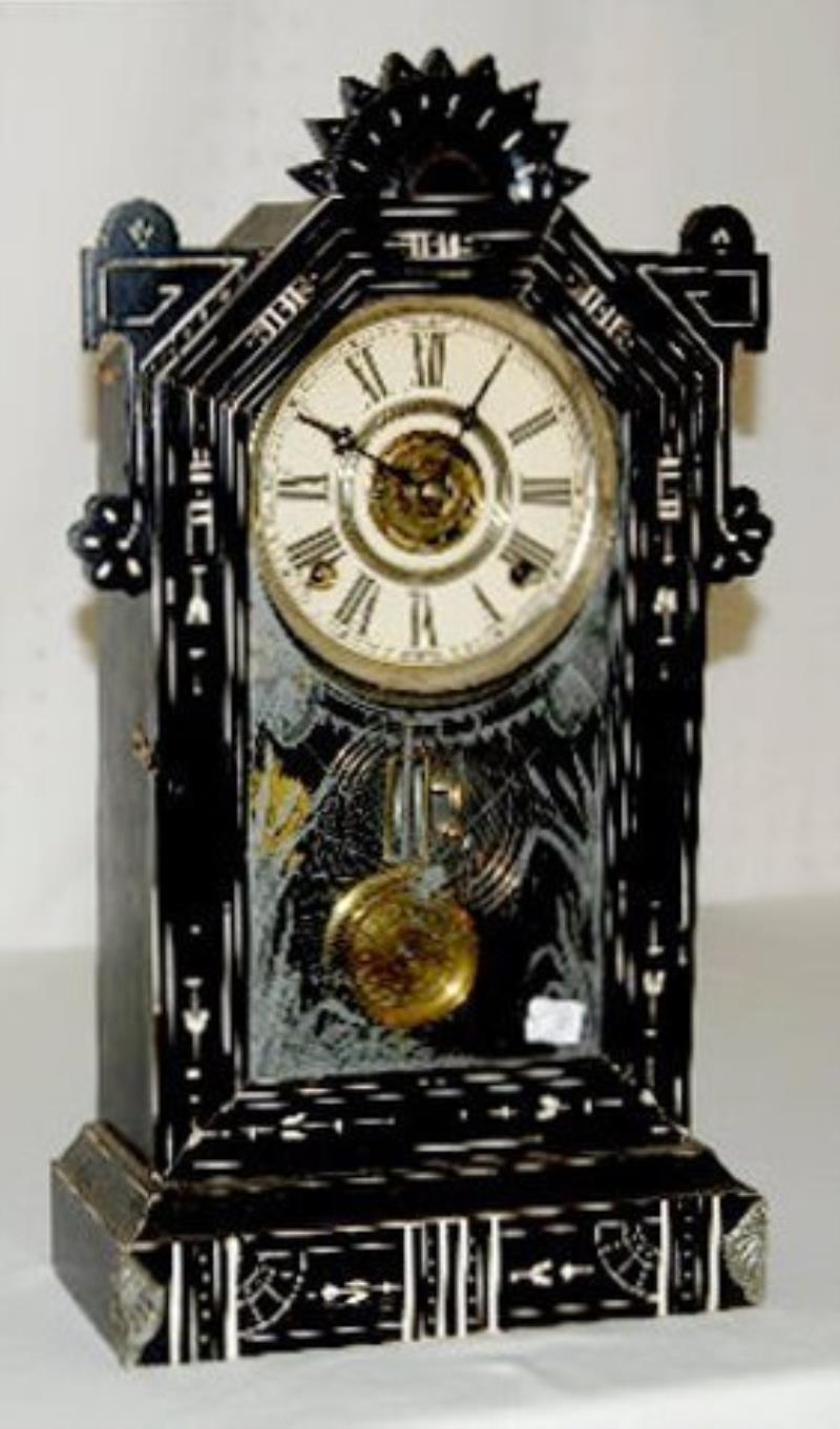 Gilbert Wood Mantel Clock, “Jet” Ebonized Case