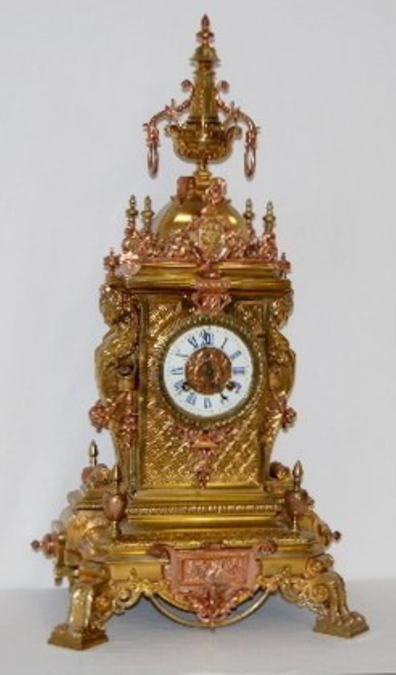 French Marti Brass Winged Ladies Clock