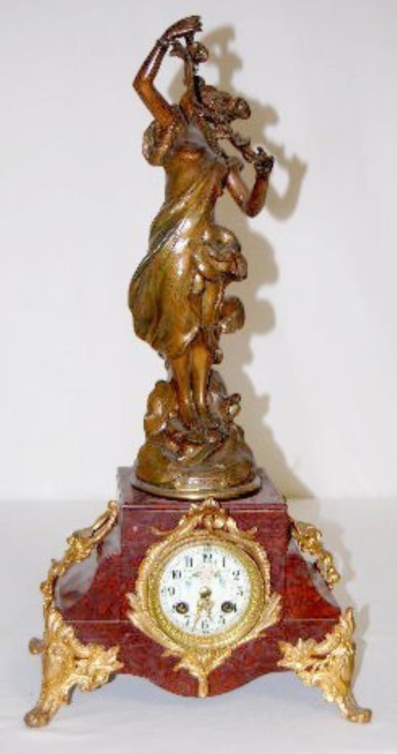 French Lady  Clock with LFS BLES D’OR Figure