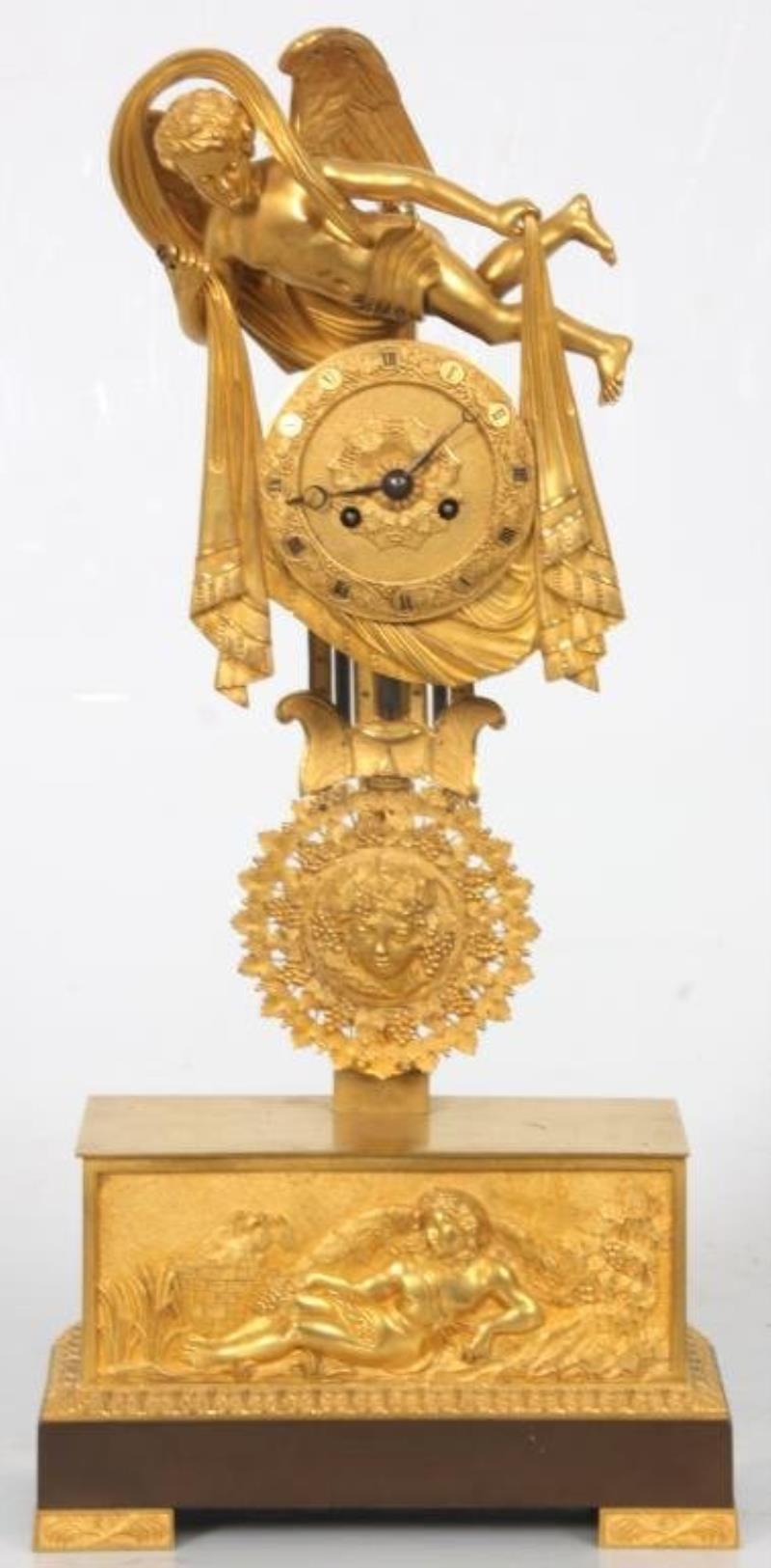 French Figural Bronze Mantle Clock