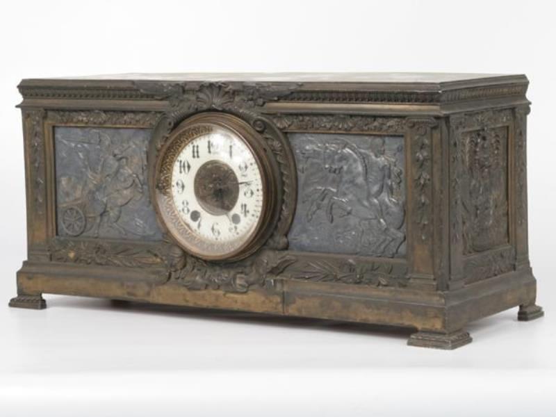 Late 1800 beaux arts movement mantle clock