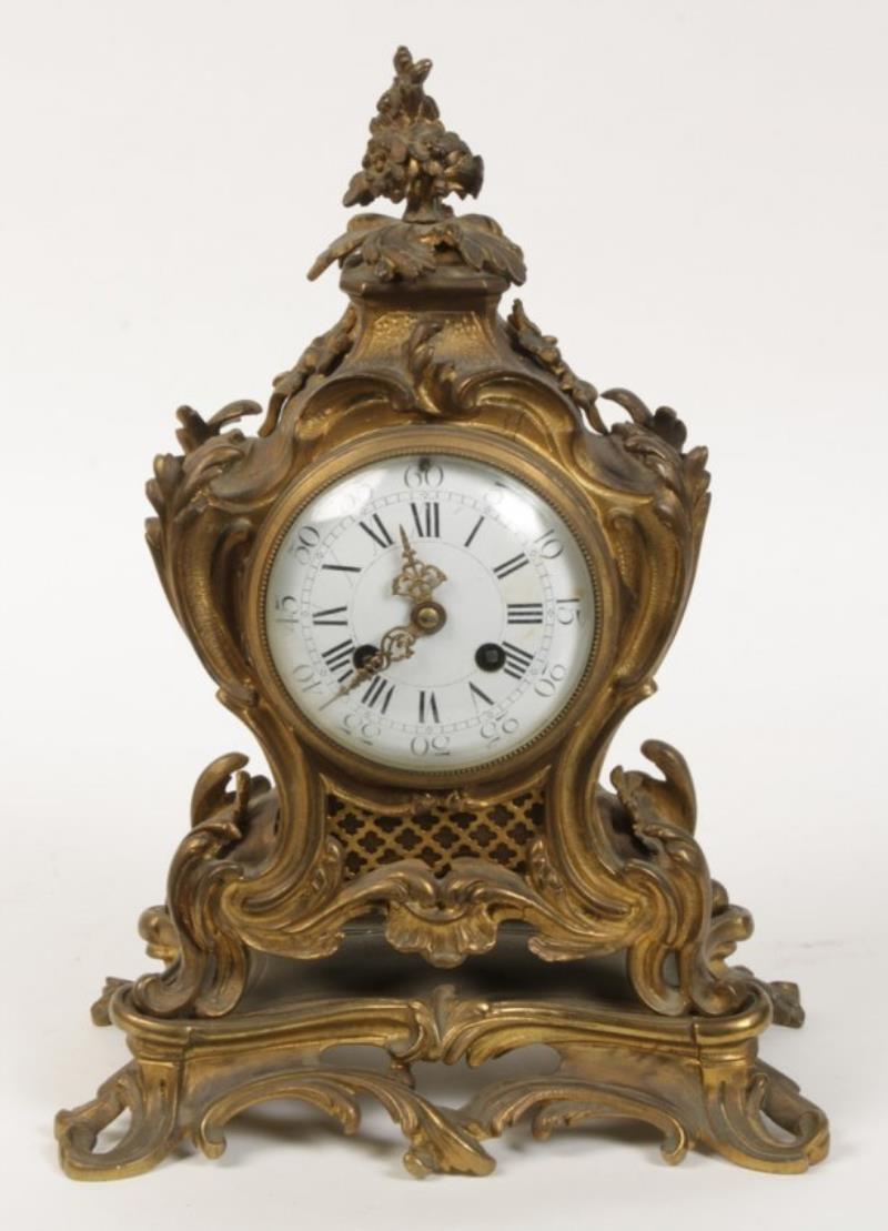 SOLID BRONZE FRENCH MANTLE CLOCK ROCOCO 1900