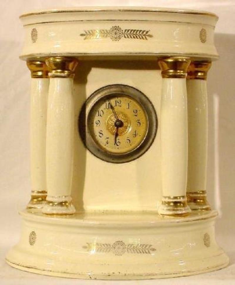 Pottery Temple Shaped Mantel Clock