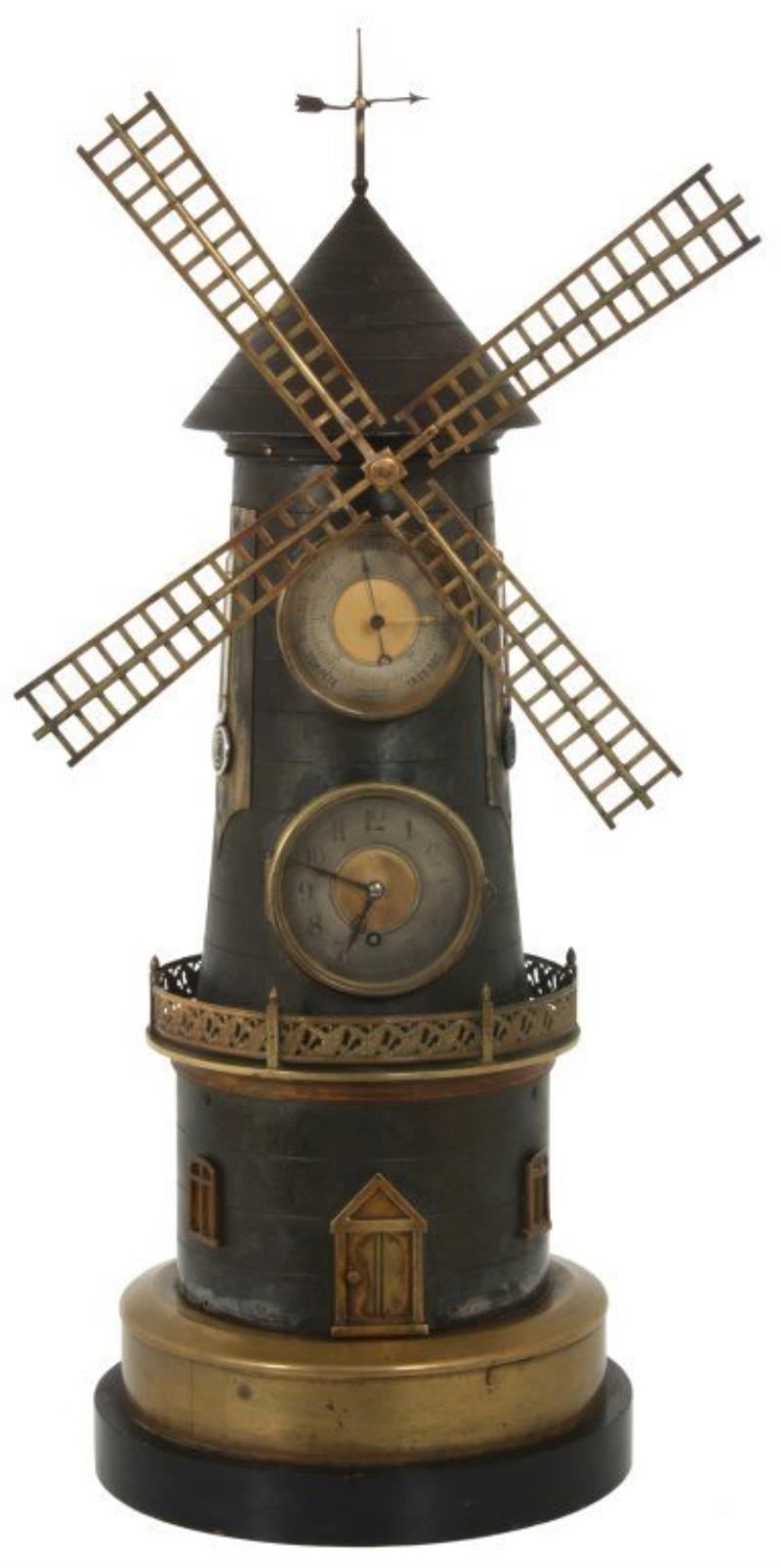 French Industrial Animated Windmill Clock