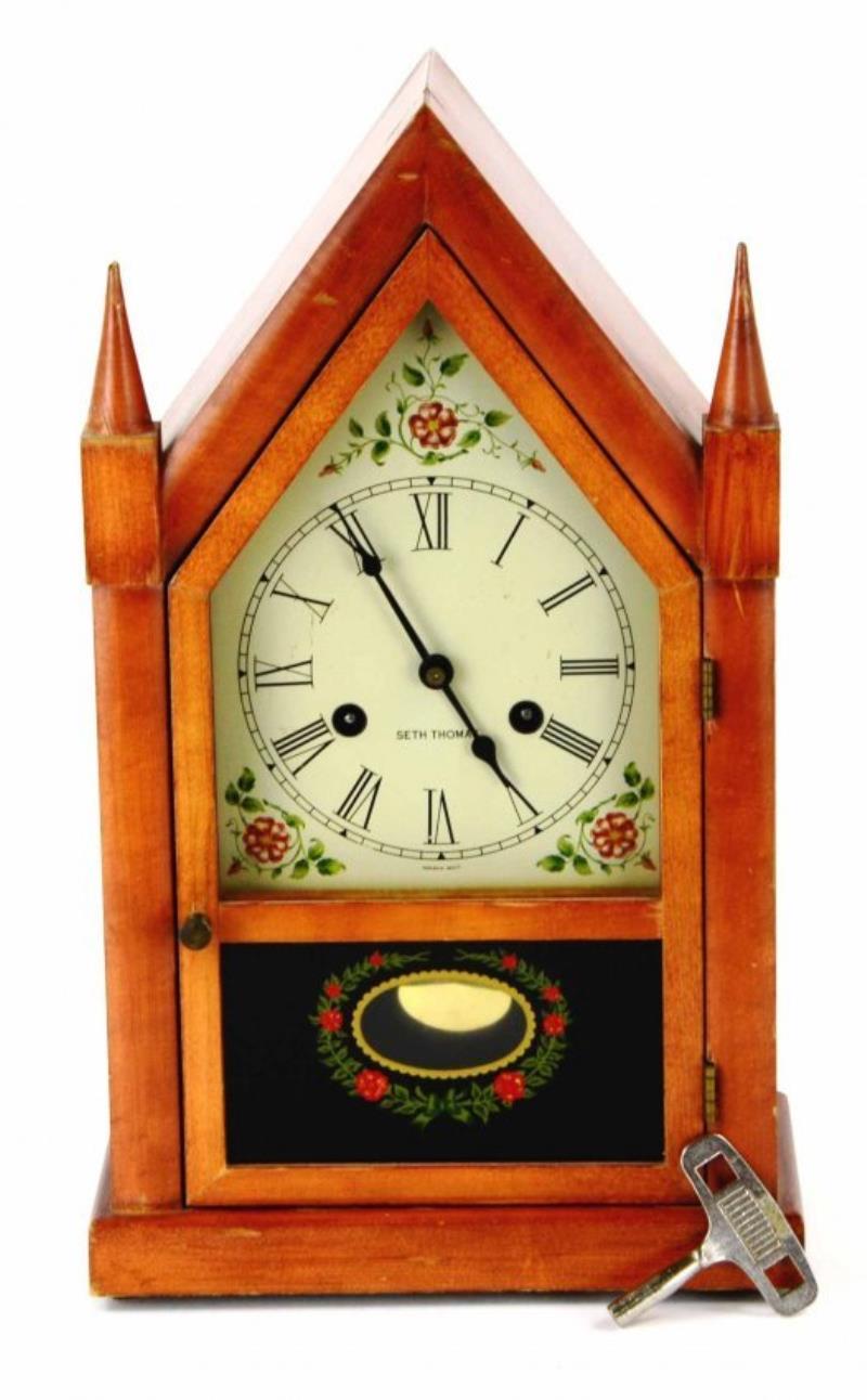 Vintage Seth Thomas Steeple Wood Mantle Shelf Clock