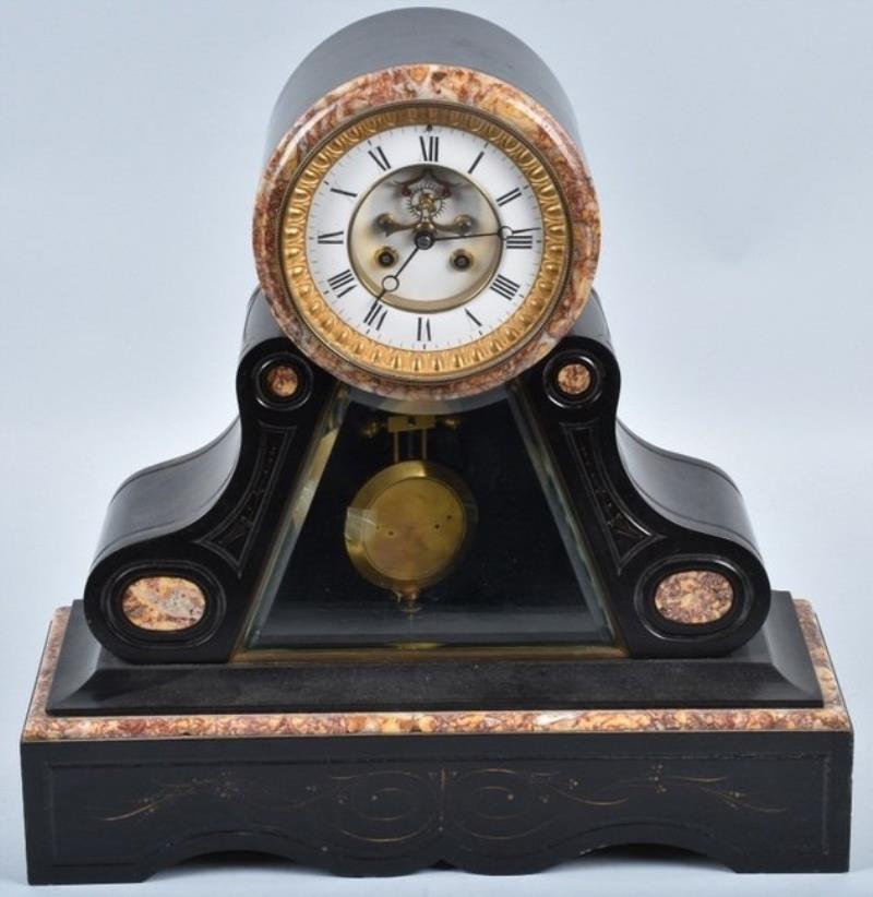 LARGE HEAVY MARBLE MANTLE CLOCK