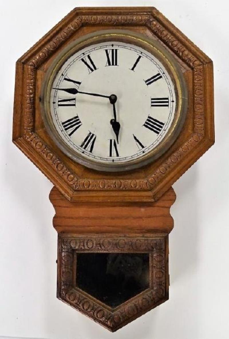 Late 19th century American octagonal drop wall clock