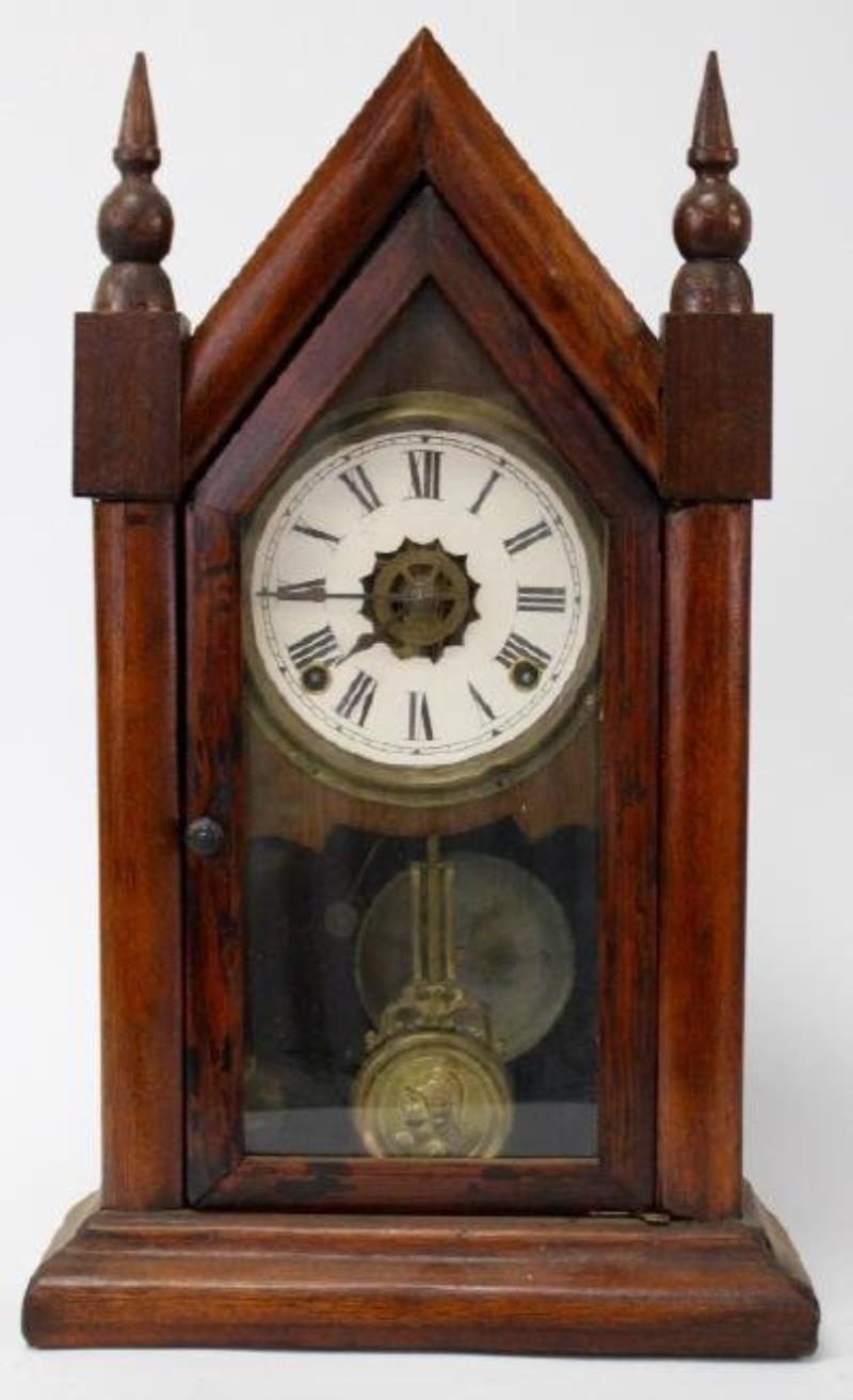 Late 19th century Mahogany case shelf clock