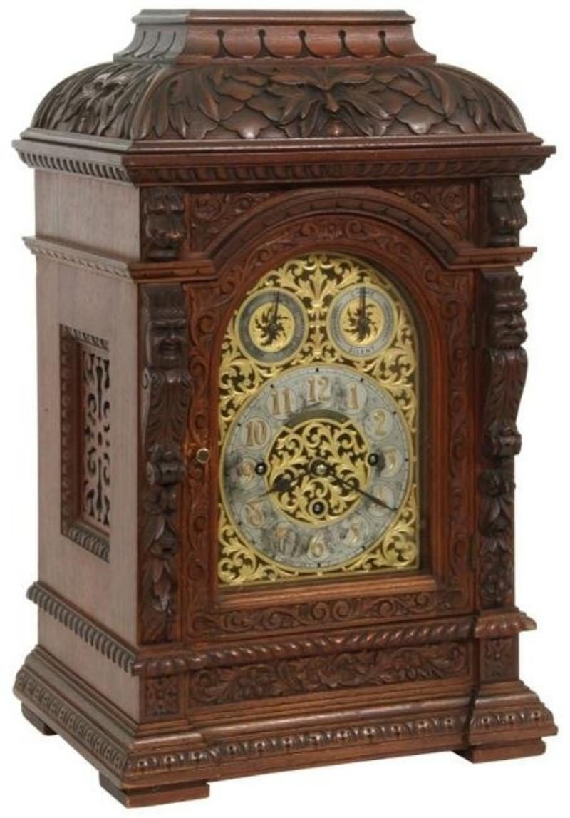 German Triple Fusee Mahogany Bracket Clock