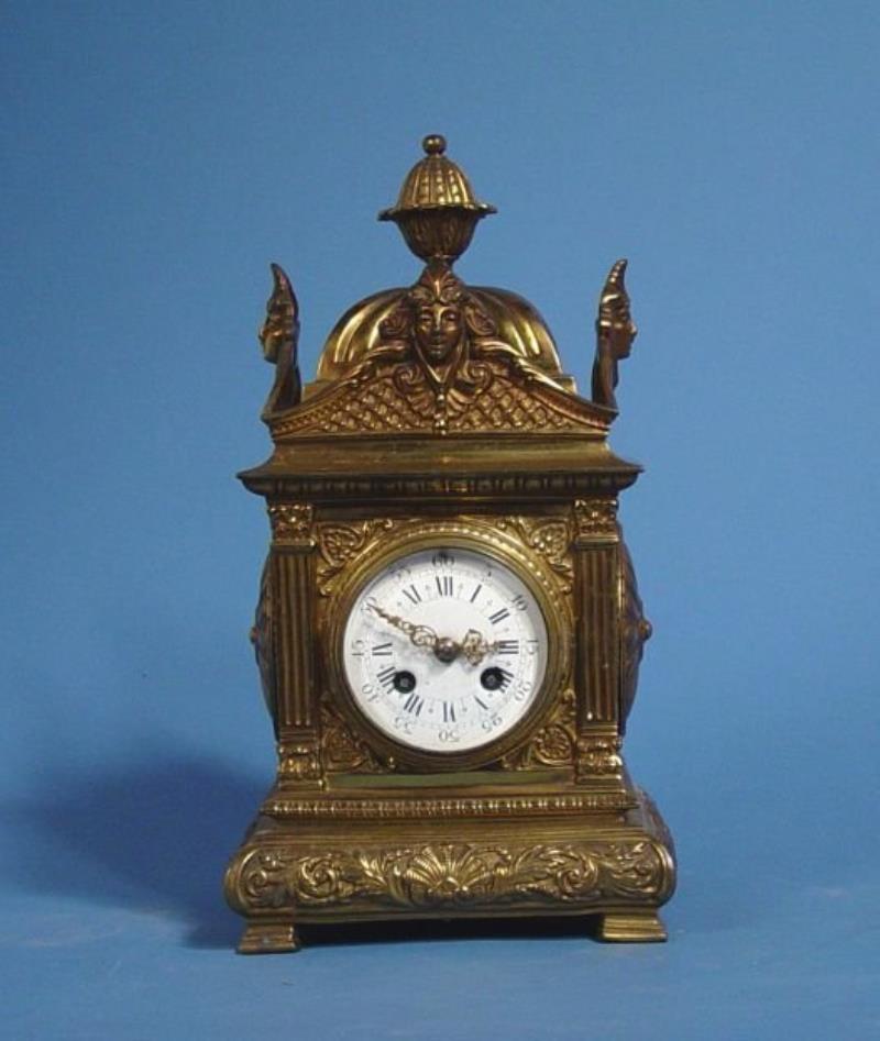 Victorian French Brass Mantel Clock