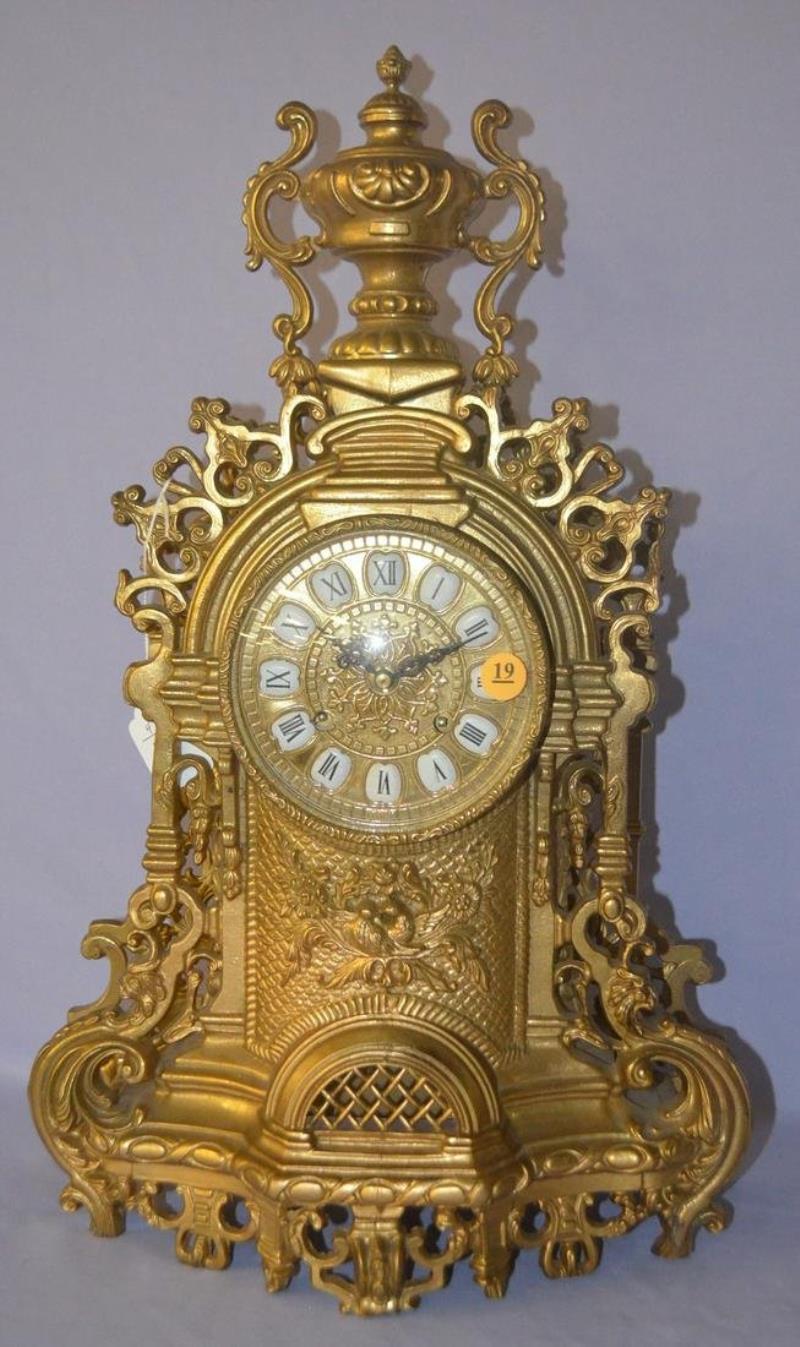 Vintage Ornate Brass figural mantle clock