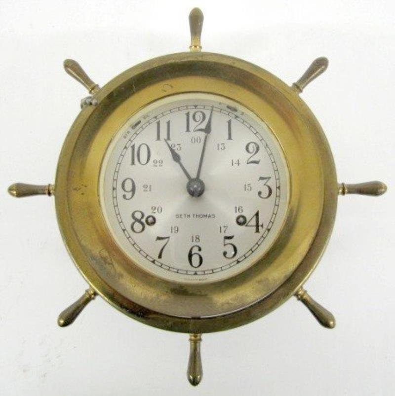 Seth Thomas Brass Ships Wheel Clock