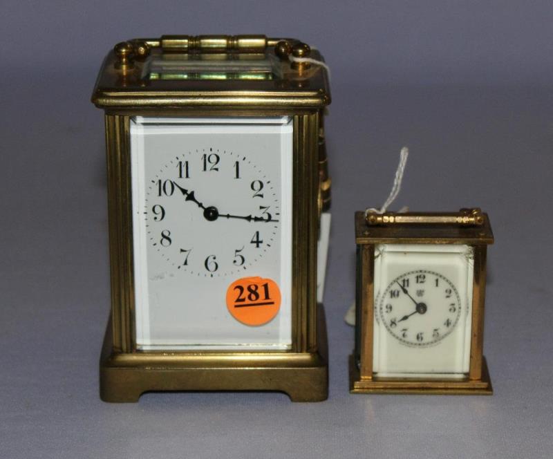 2 Brass Carriage Mantle Clocks