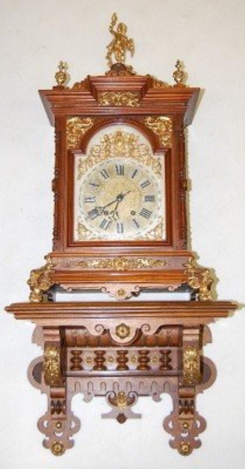 Ornate German Clock on Hanging Shelf