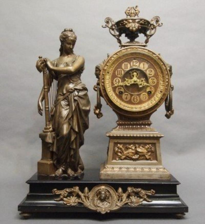 Ansonia figural mantle clock