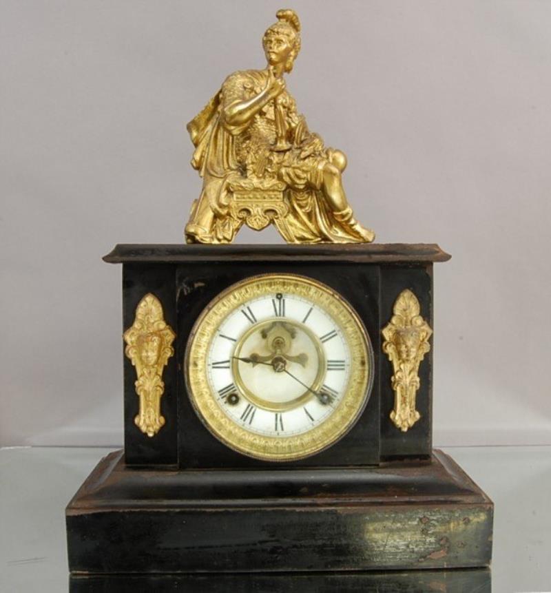 Ansonia Figural Cast Iron Mantel Clock