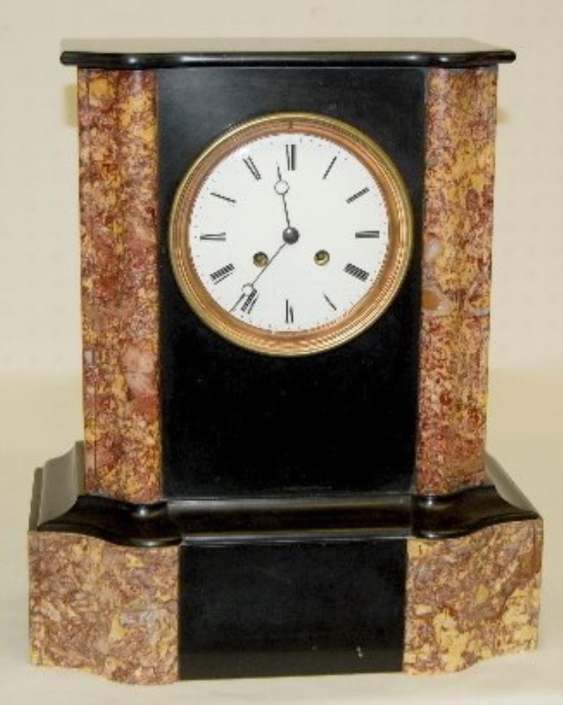 French Salmon Marble Mantel Clock