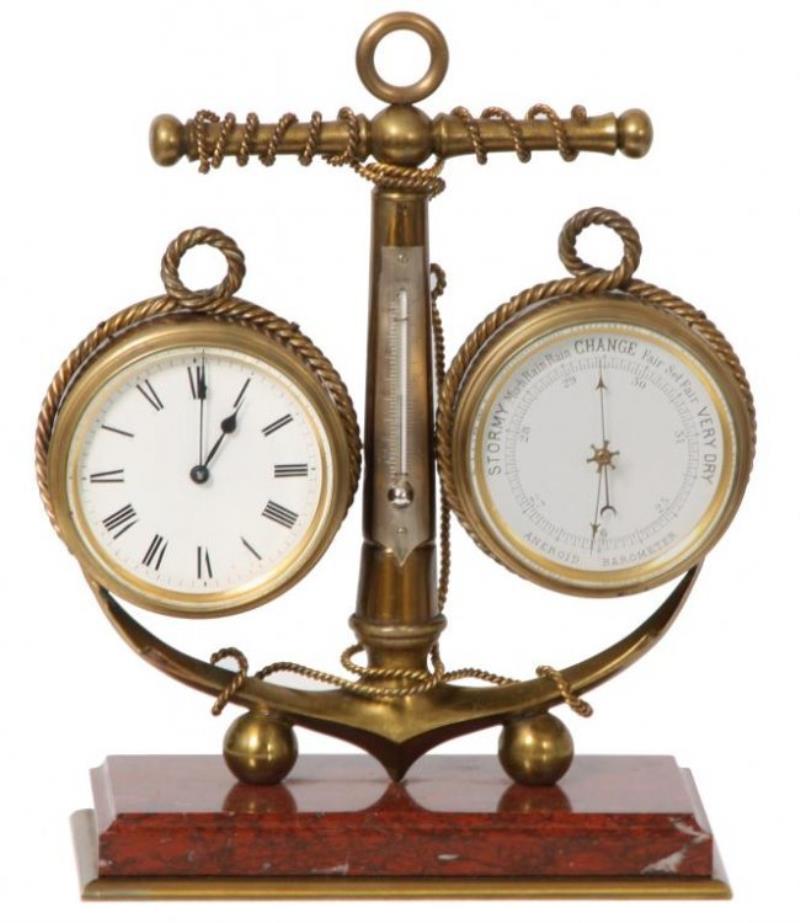 Marble & Brass Nautical Desk Clock