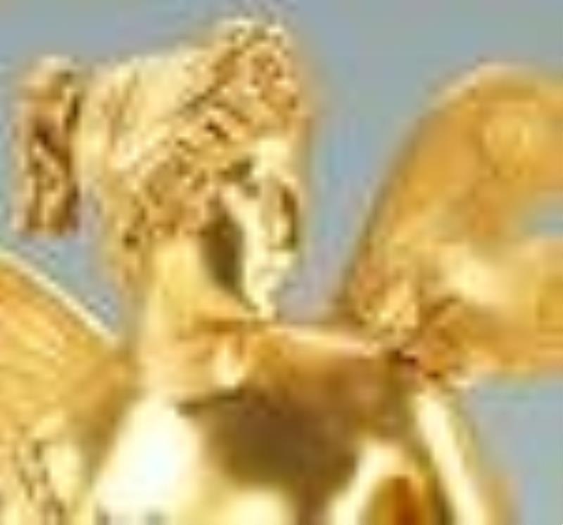 French 19th c. Gilt Bronze Mantle Clock with Winged