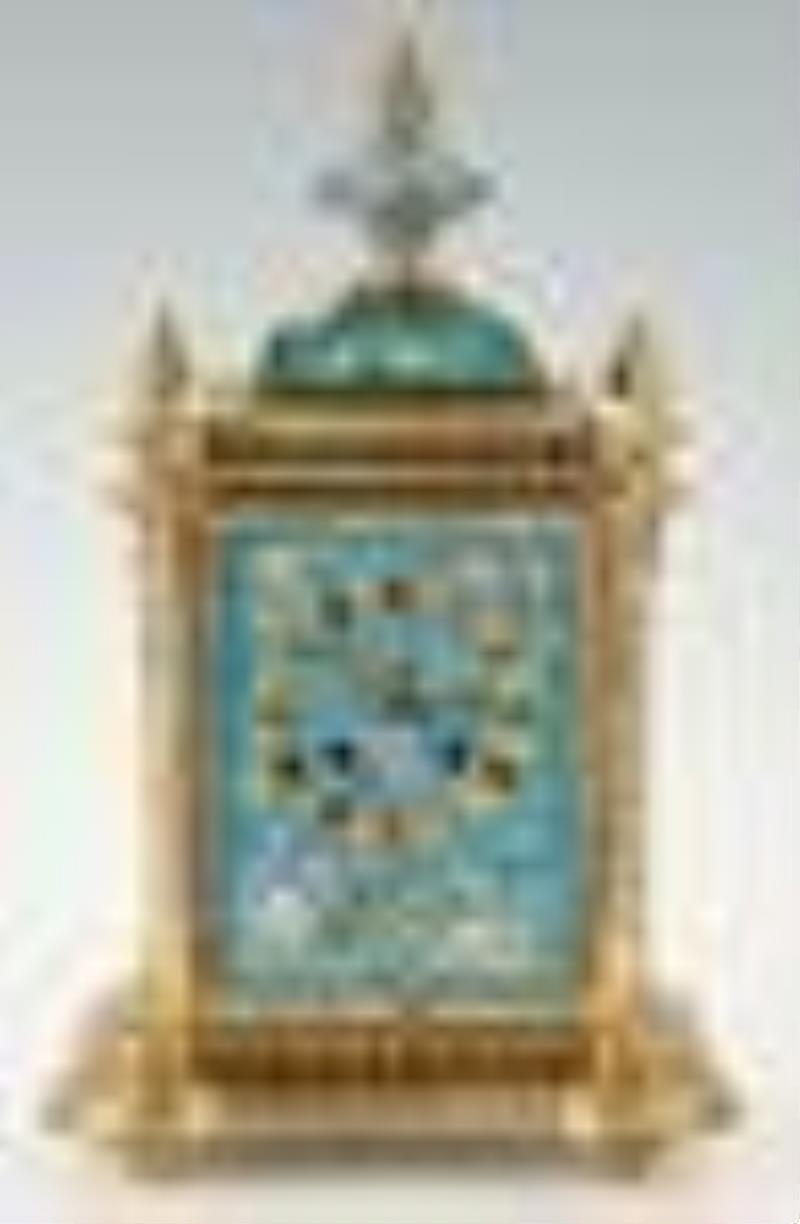 3 Pc. Cloisonne and Ormolu Clock Garniture Set, Japy
