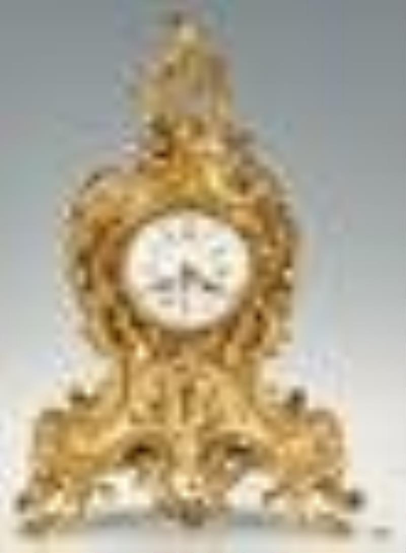 European Louis XV Style Gilt Bronze Mantle Clock