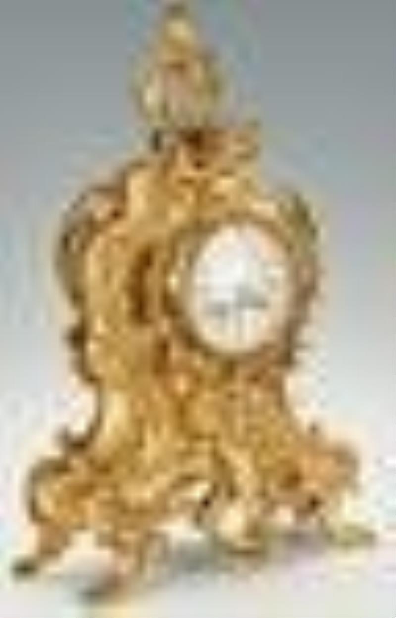 European Louis XV Style Gilt Bronze Mantle Clock