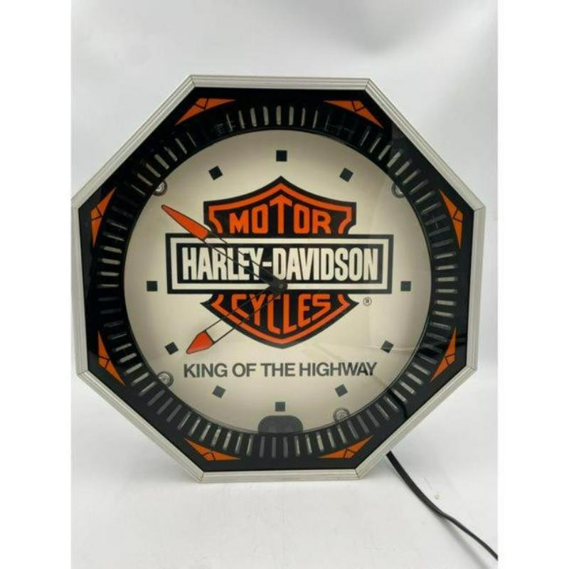 Vintage Harley-Davidson Dealership Neon Spinner Clock