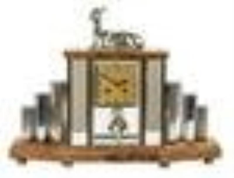 French Art Deco Figural Marble Clock & Garnitures